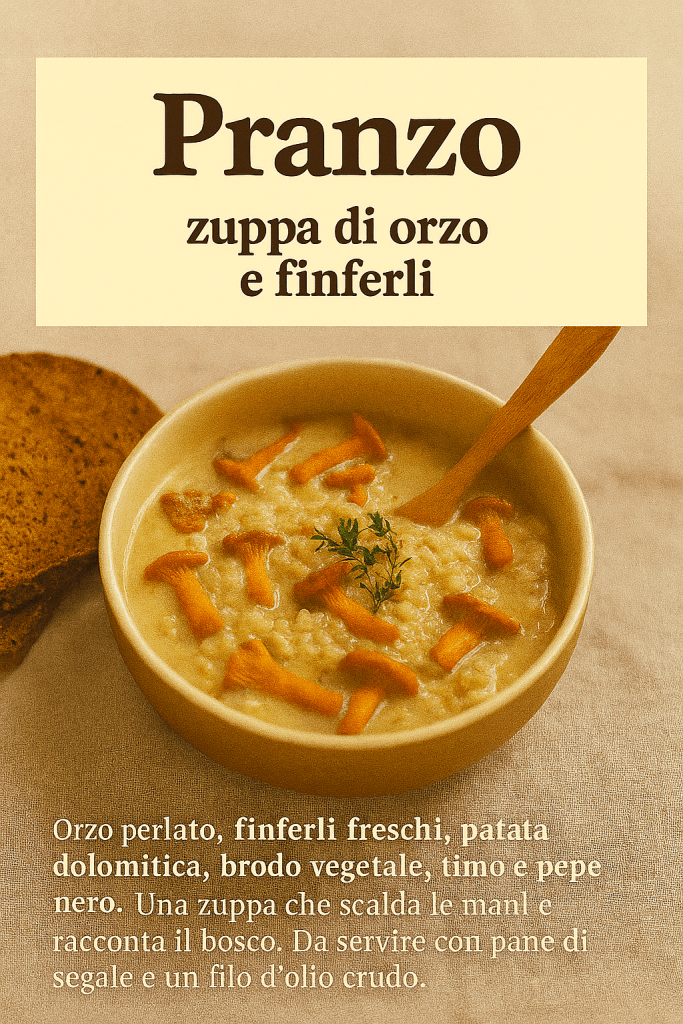 Zuppa di orzo e finferli